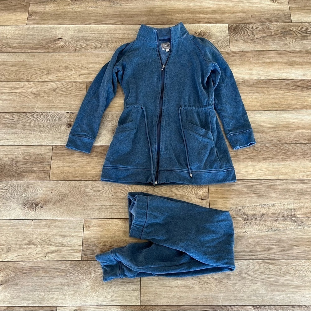 UGG Size Small Blue 2 Piece Loungewear Set Fleece Sweatshirt Tapered Joggers